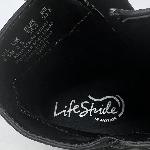 Lifestride Swift Womens‎ Black Wedge Boots Zip Closure Faux Leather Size 6.5 - Picture 7 of 10